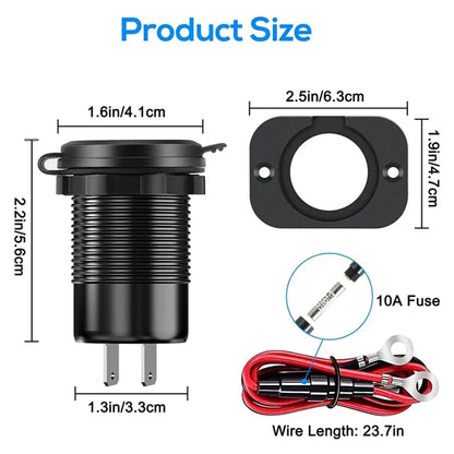 96W Dual PD QC3.0 USB Car Motobike Charger with Voltmeter Socket Power Outlet Adapter Waterproof for 12V/24V Car Boat Truck Moto
